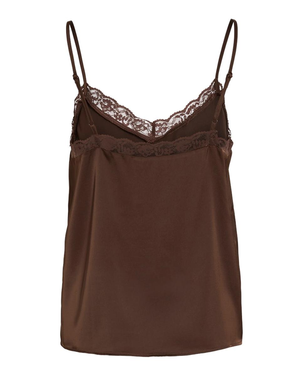 Top de mujer detalle encaje - Vila - Marrón oscuro Marrón oscuro-5