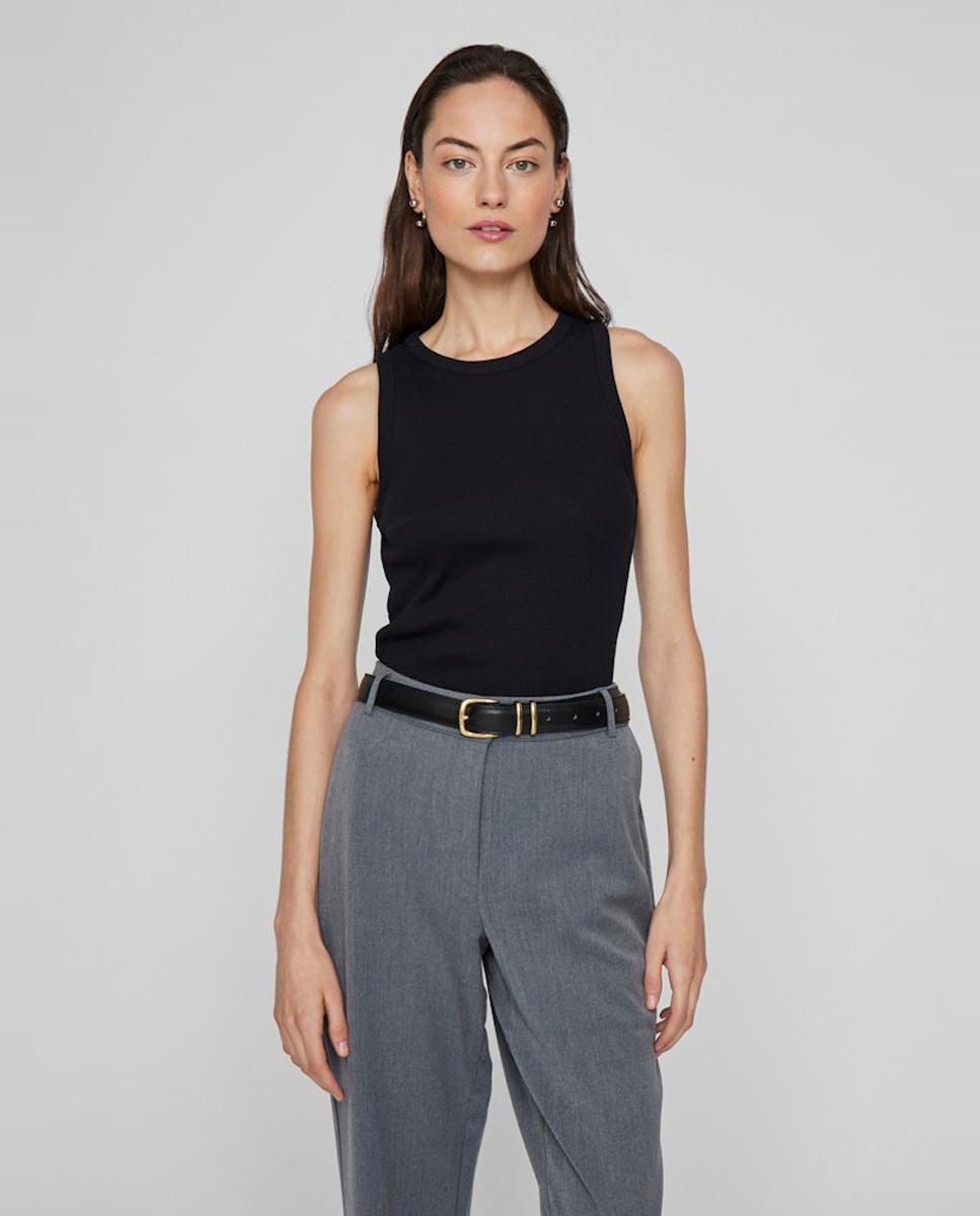 Vila - Camiseta básica de mujer con espalda nadadora.