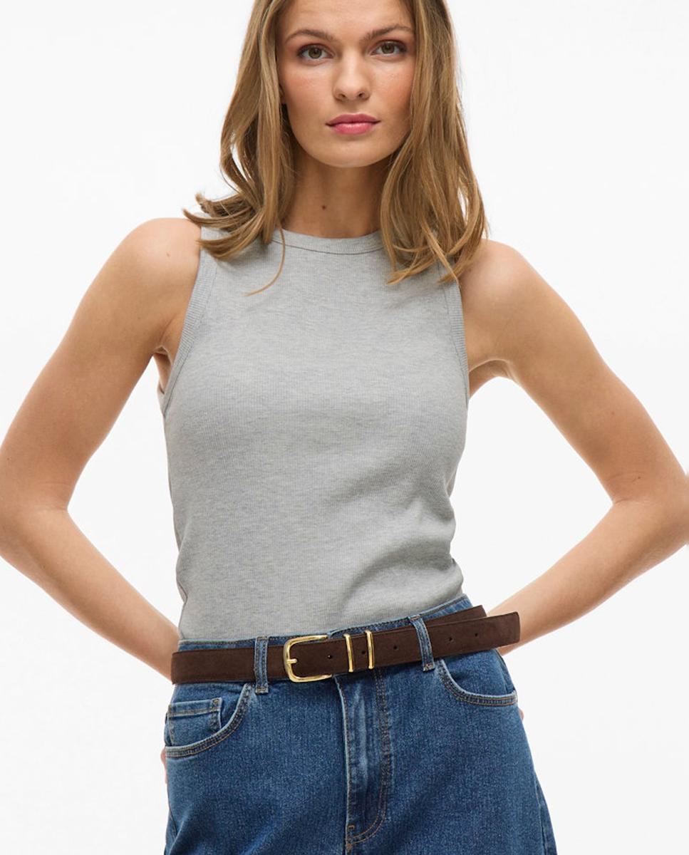 Camiseta básica de mujer con espalda nadadora - Vila - Blanco Gris claro-2