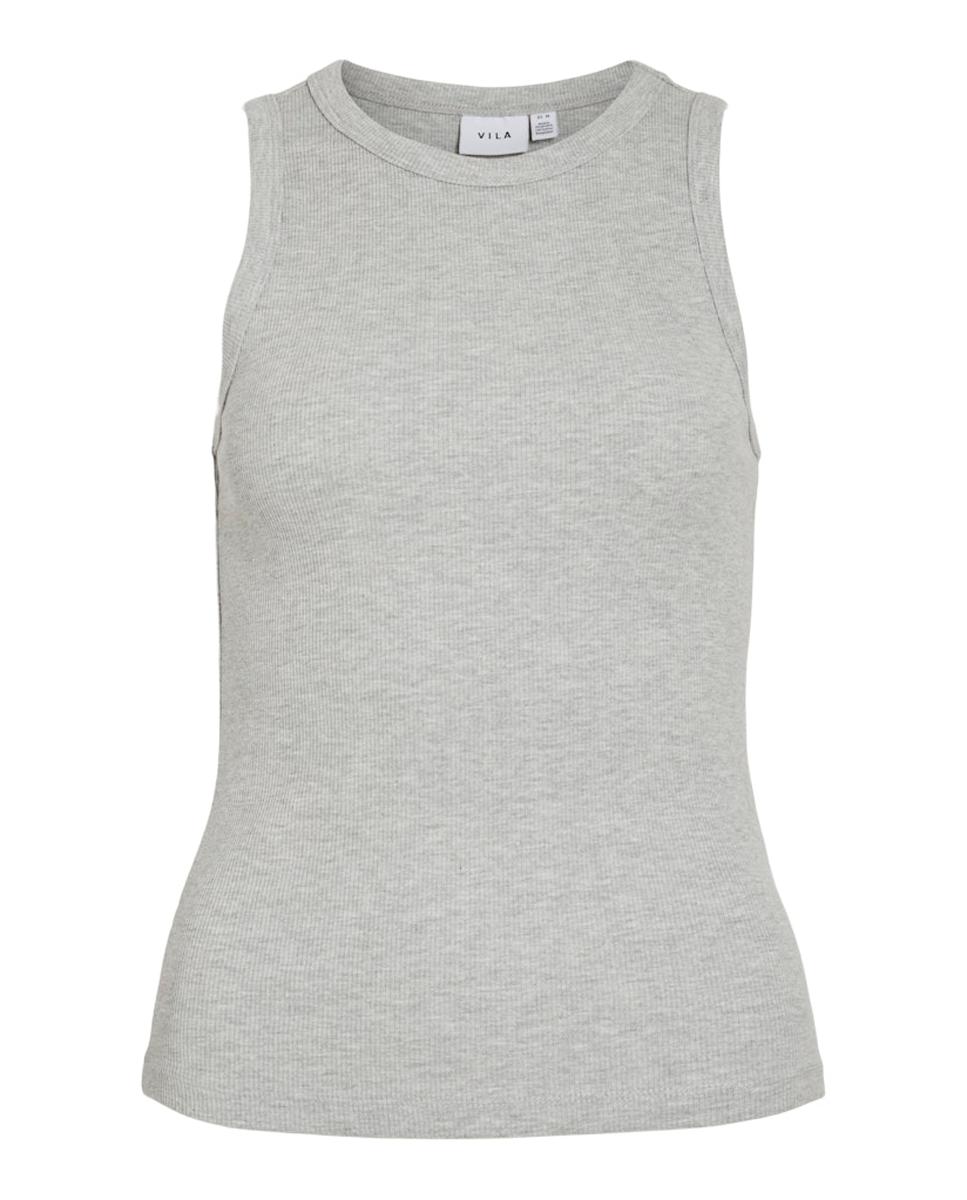 Camiseta básica de mujer con espalda nadadora - Vila - Blanco Gris claro-6