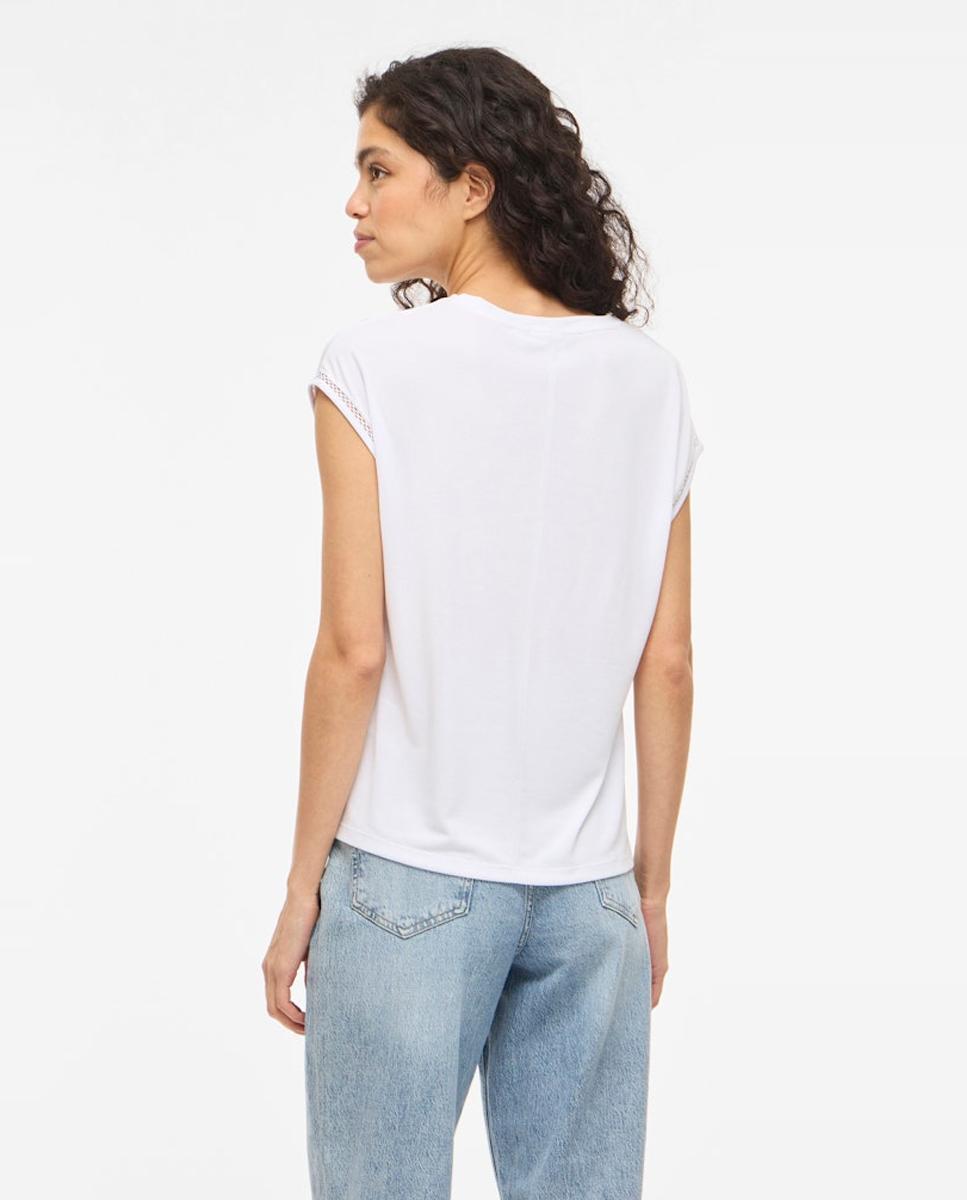 T-shirt de Modal com Manga Curta Branco-2