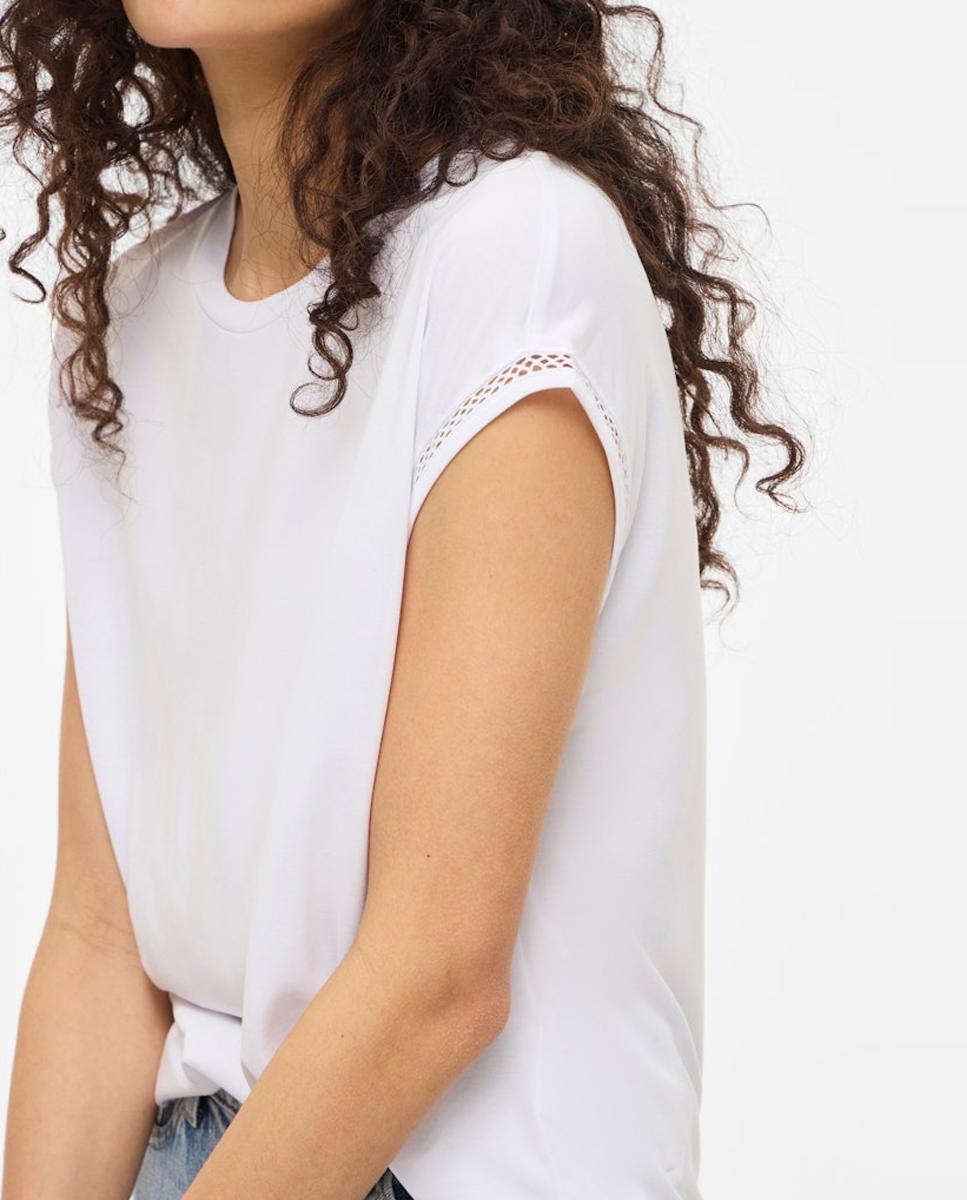 T-shirt de Modal com Manga Curta Branco-3