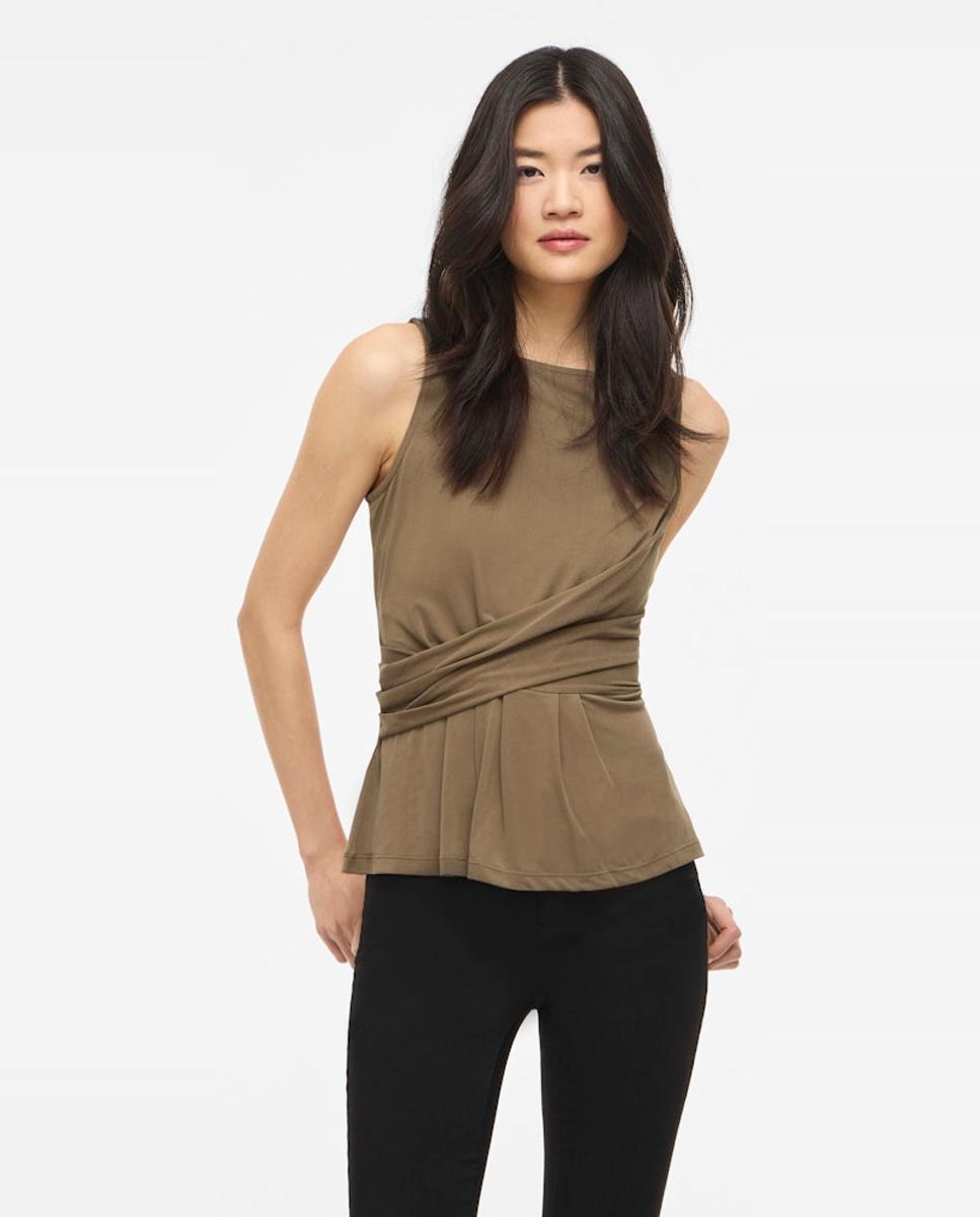Top de mujer con fruncido envolvente de modal - Vila - Marrón Marrón-1