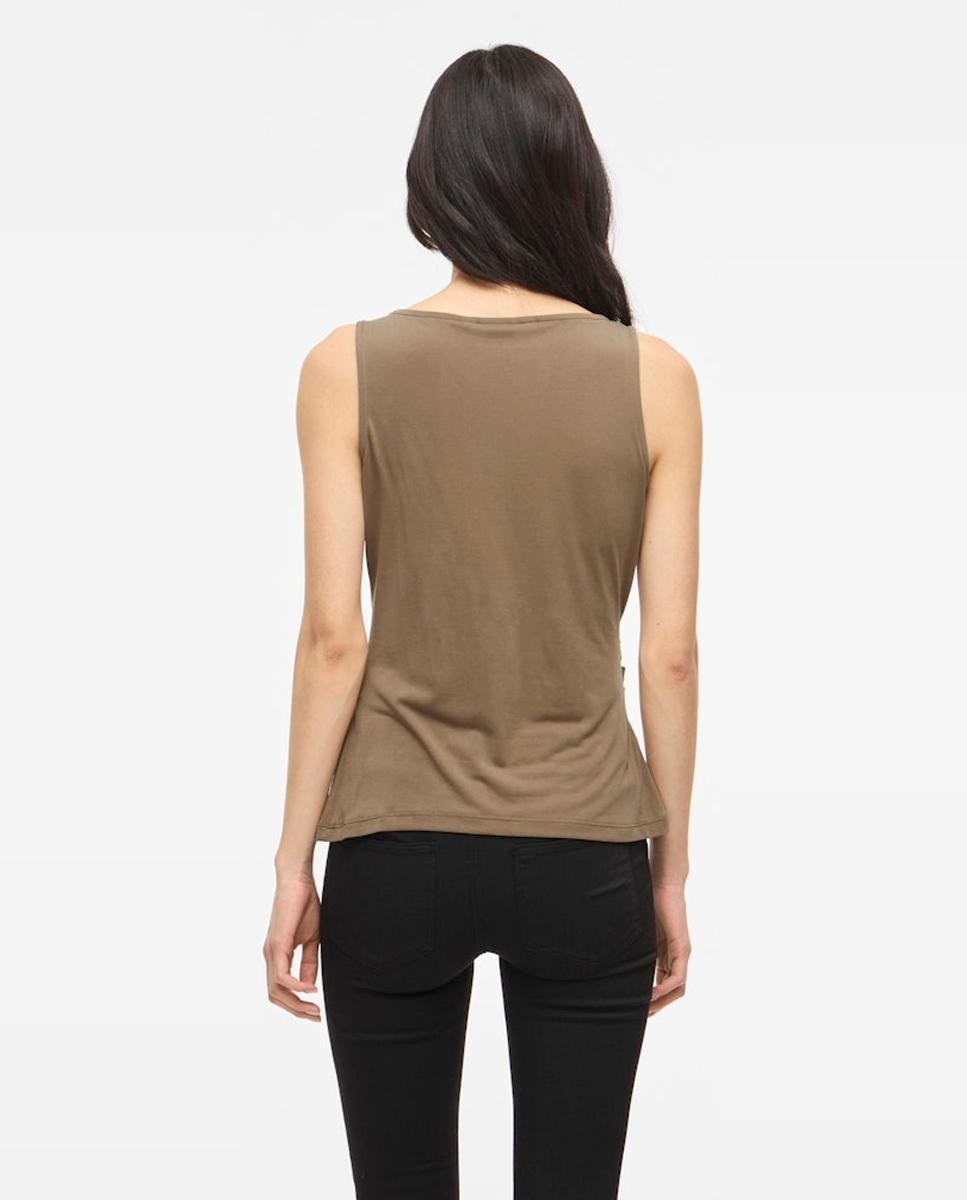 Top de mujer con fruncido envolvente de modal - Vila - Marrón Marrón-3