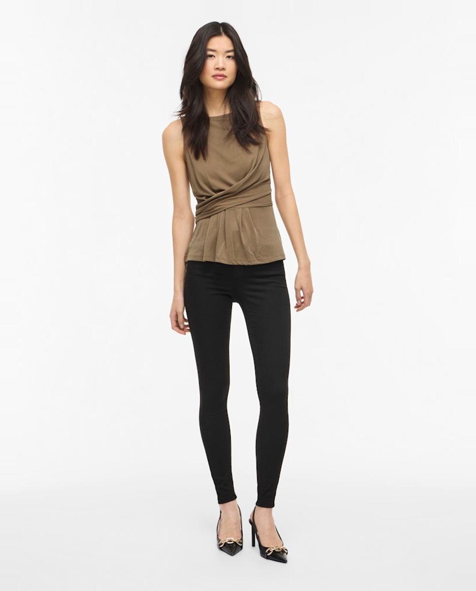 Top de mujer con fruncido envolvente de modal - Vila - Marrón Marrón-6