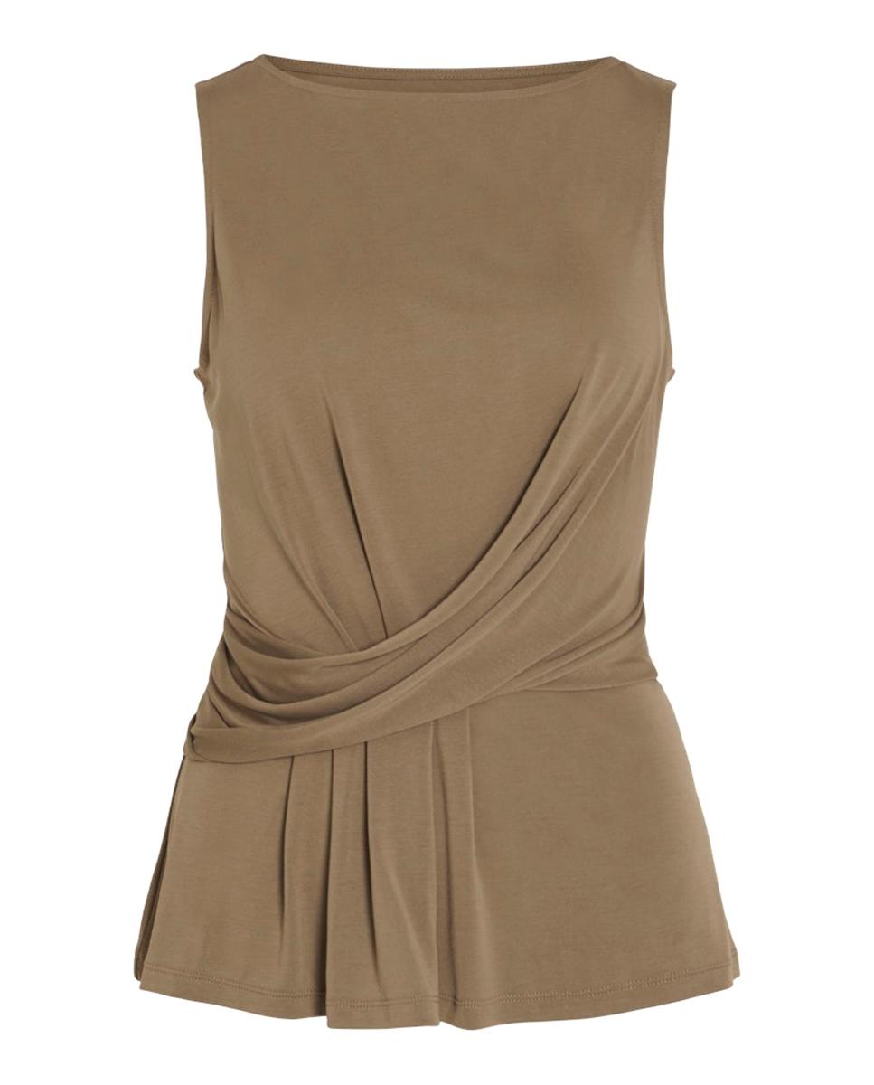 Top de mujer con fruncido envolvente de modal - Vila - Marrón Marrón-4
