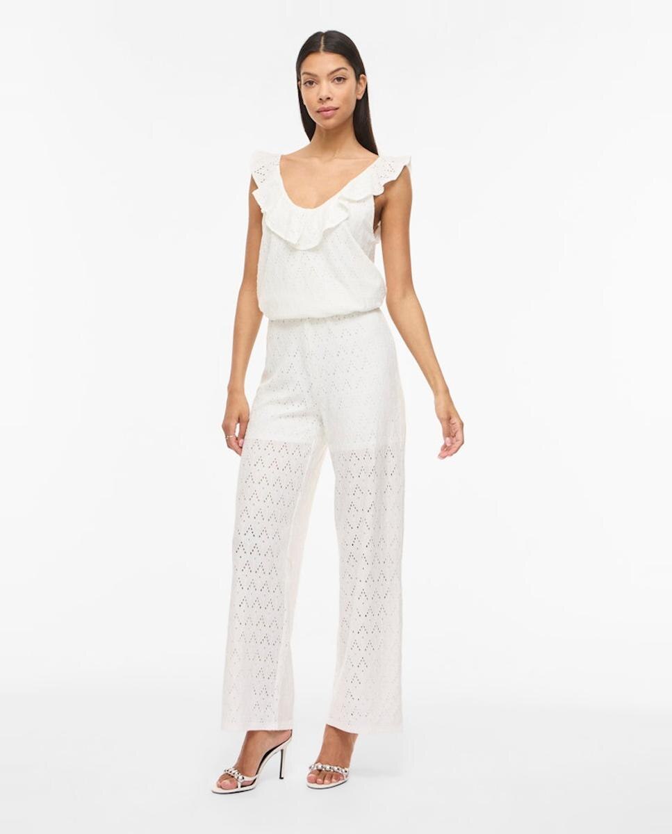 Top de mujer con volantes de algodón - Vila - Blanco Blanco-3