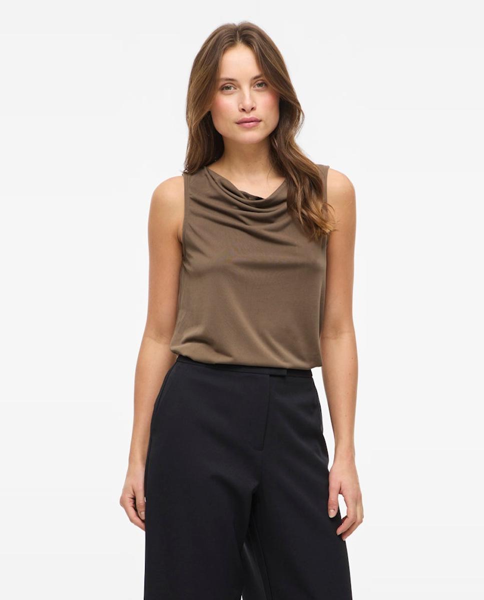 Top de mujer sin mangas con escote redondo - Vila - Negro Marrón-2