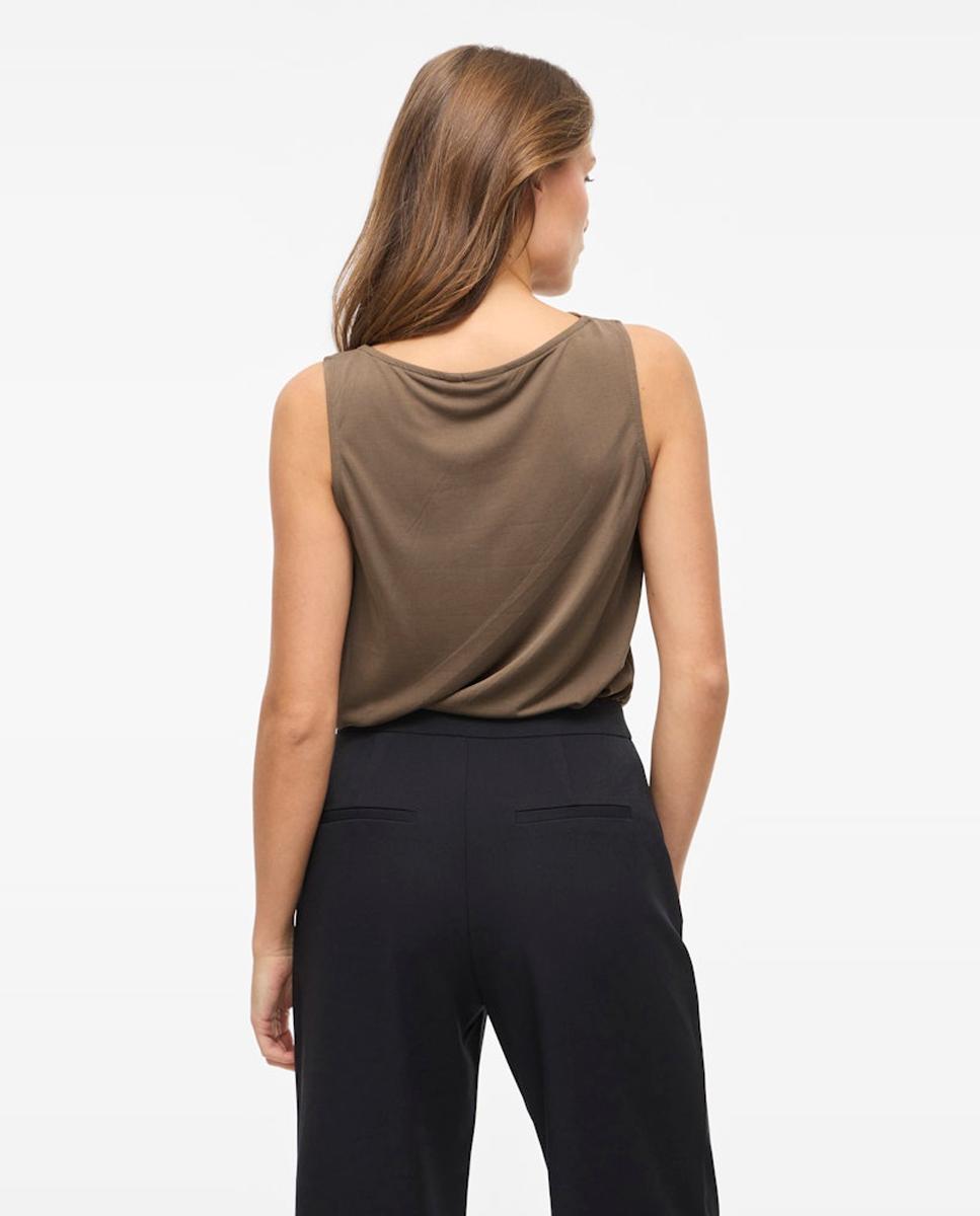 Top de mujer sin mangas con escote redondo - Vila - Negro Marrón-3