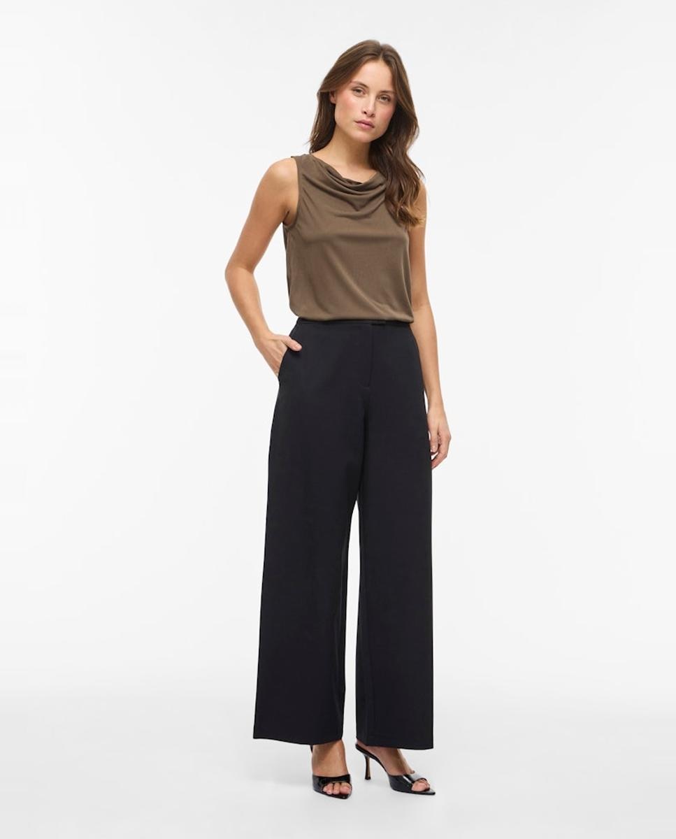 Top de mujer sin mangas con escote redondo - Vila - Negro Marrón-6