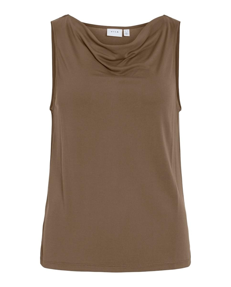Top de mujer sin mangas con escote redondo - Vila - Negro Marrón-4