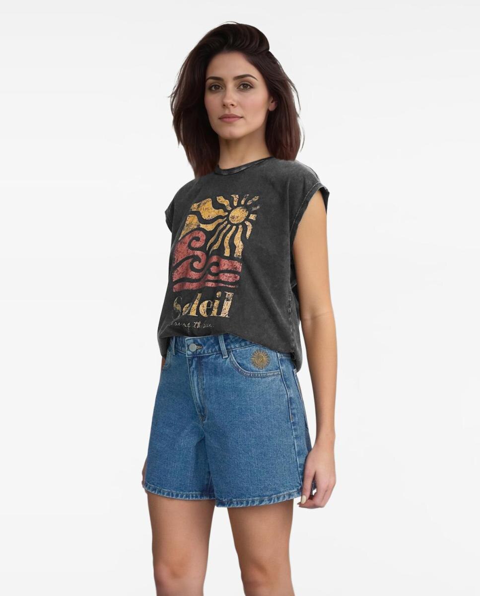 Top de mujer sin mangas con escote redondo - Vila - Naranja Amarillo-1