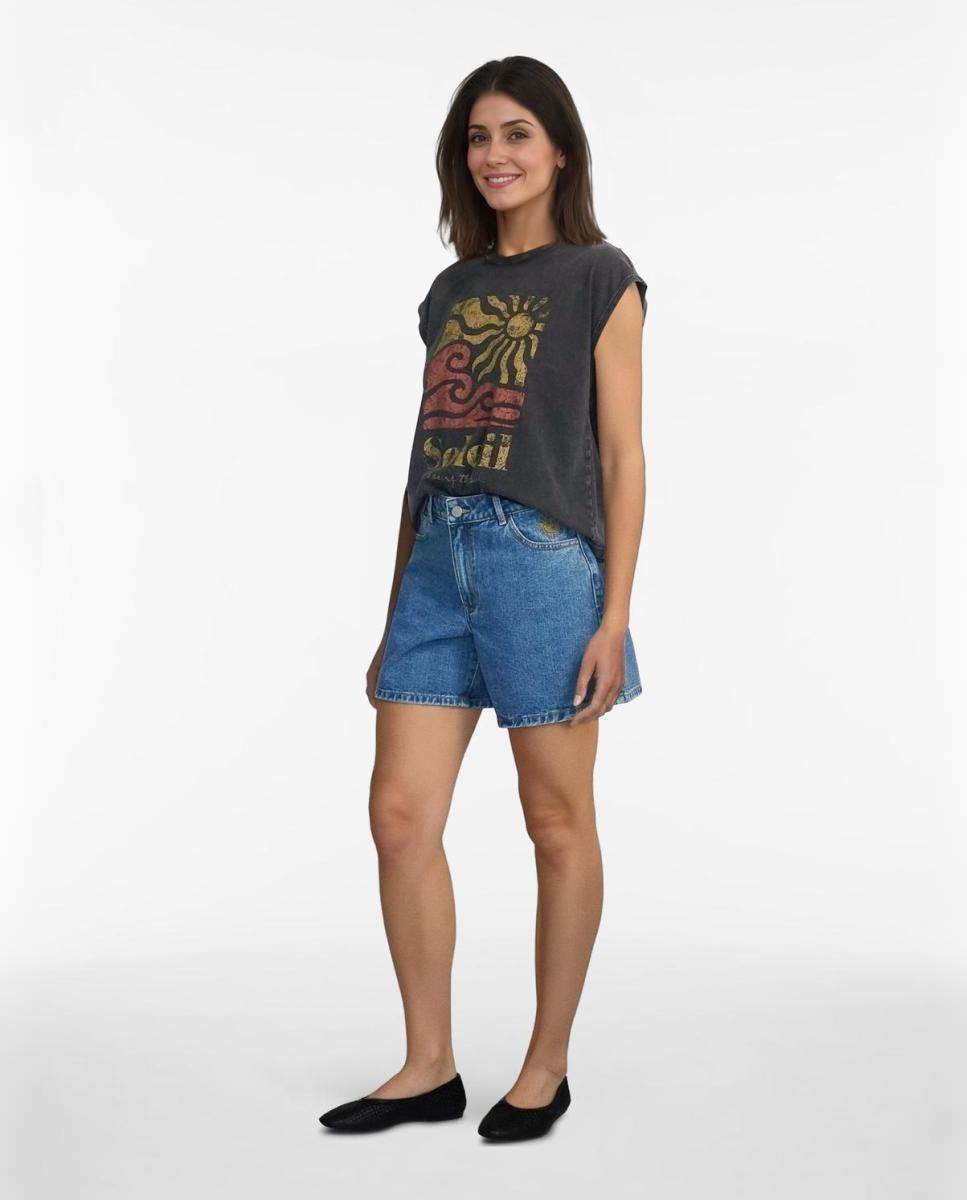 Top de mujer sin mangas con escote redondo - Vila - Naranja Amarillo-5