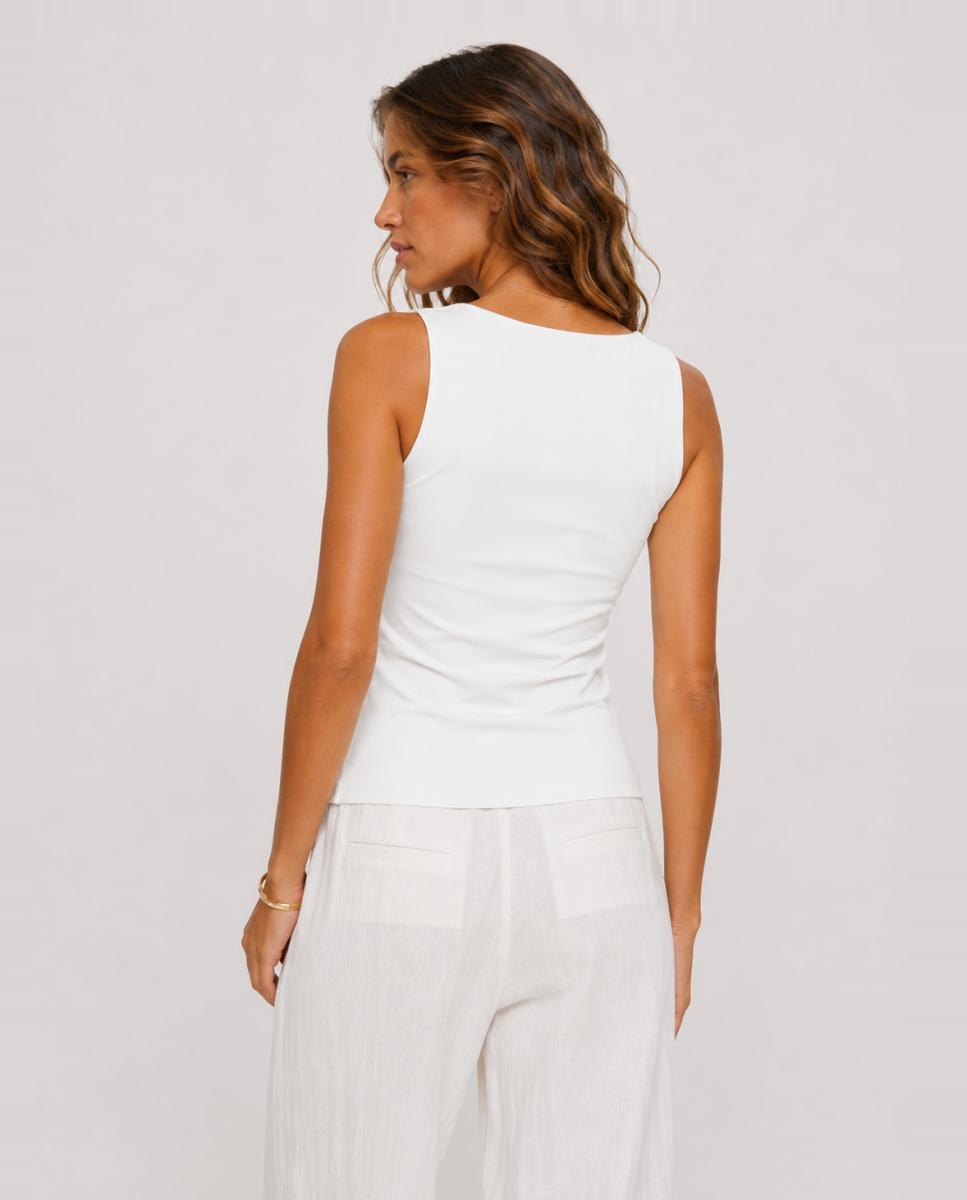 Top de mujer sin mangas de corte recto - Vila - Negro Blanco-2