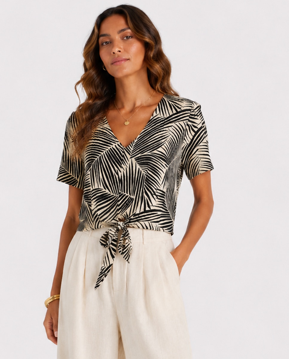 Blusa de mujer con escote en V - Vila - Negro Negro-1