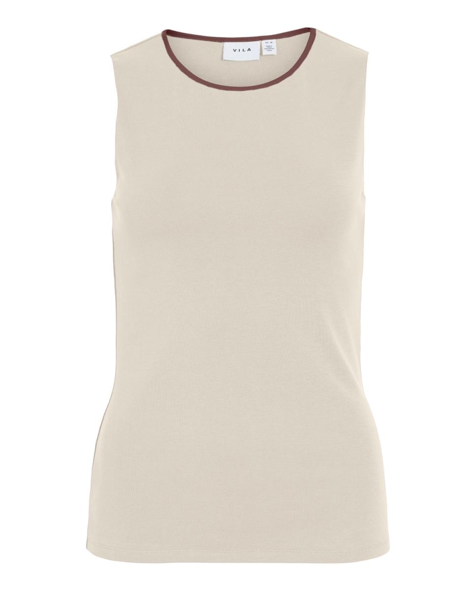 Top de mujer de canalé - Vila - Beige Beige-4
