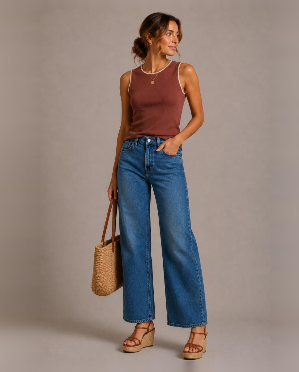 Top de mujer de canalé - Vila - Marrón Marrón-6