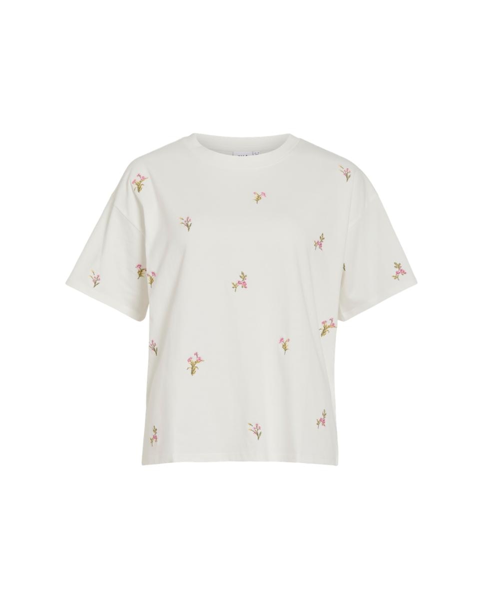 T-shirt de Malha com Manga Curta Branco-3