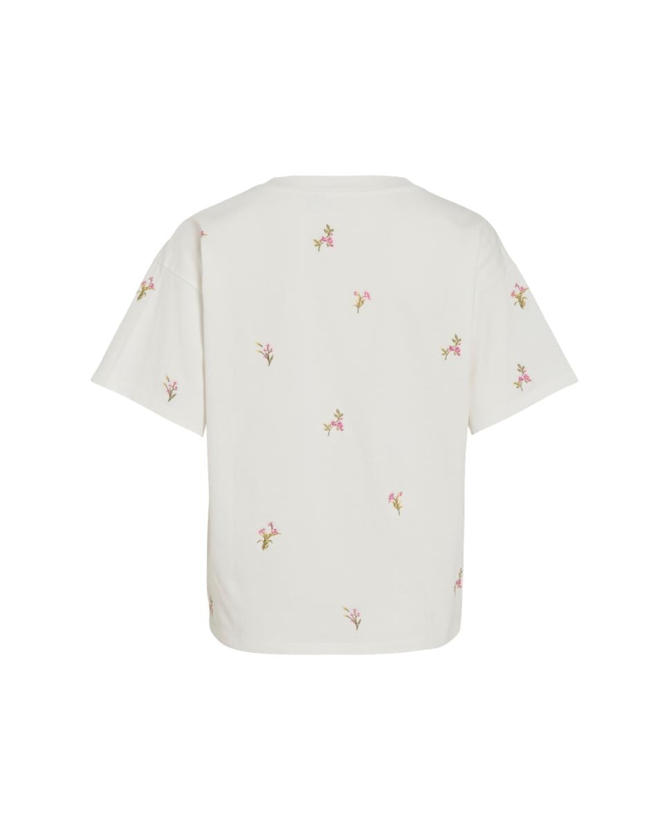 T-shirt de Malha com Manga Curta Branco-4