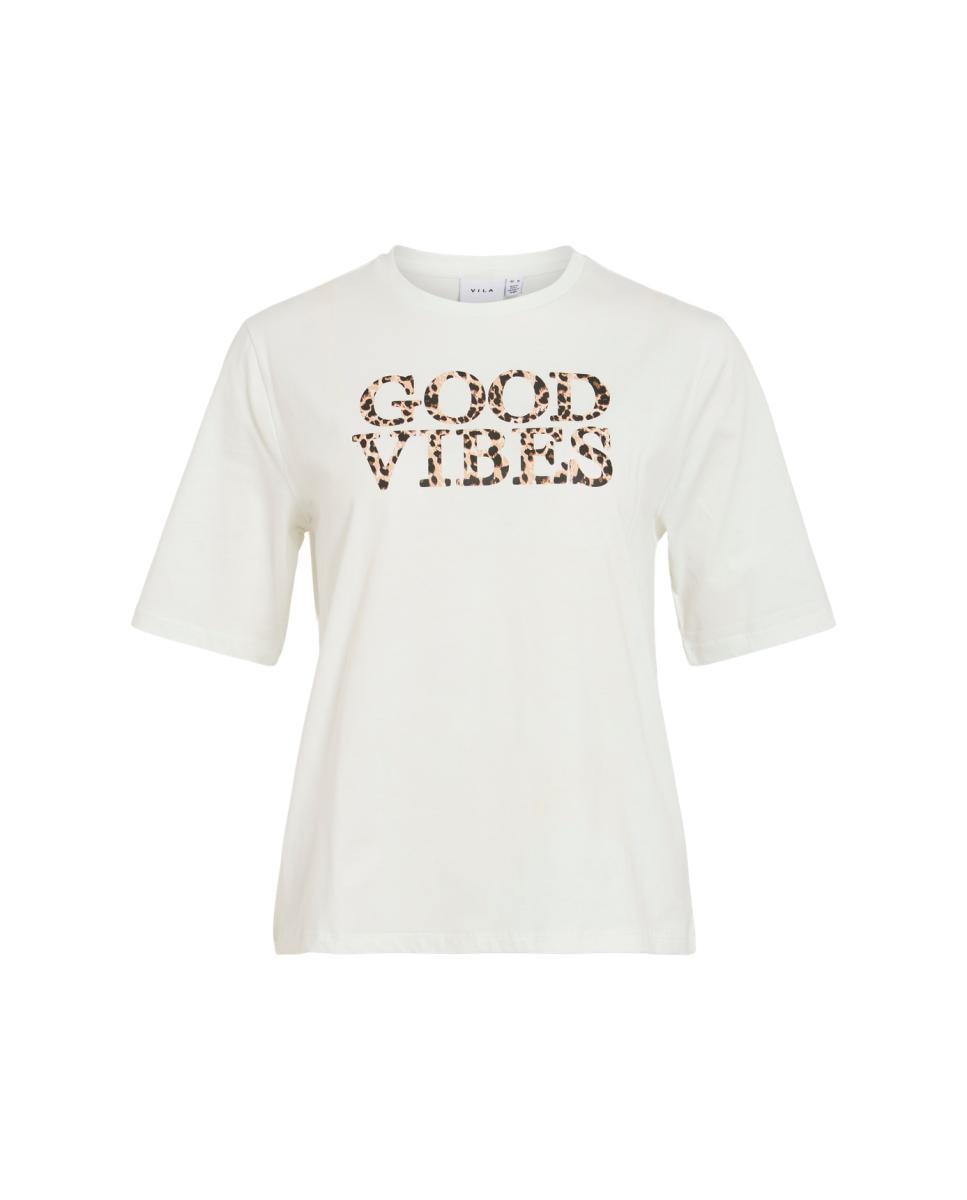 T-shirt de mulher com manga curta e decote redondo Branco-4