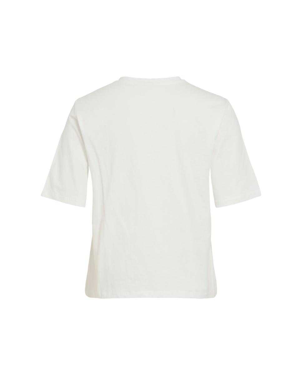 T-shirt de mulher com manga curta e decote redondo Branco-5