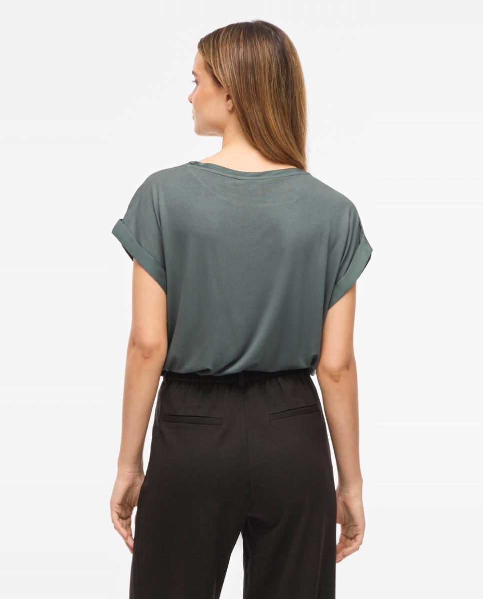 Camiseta de mujer manga corta efecto satinado - Vila - Verde Verde-2