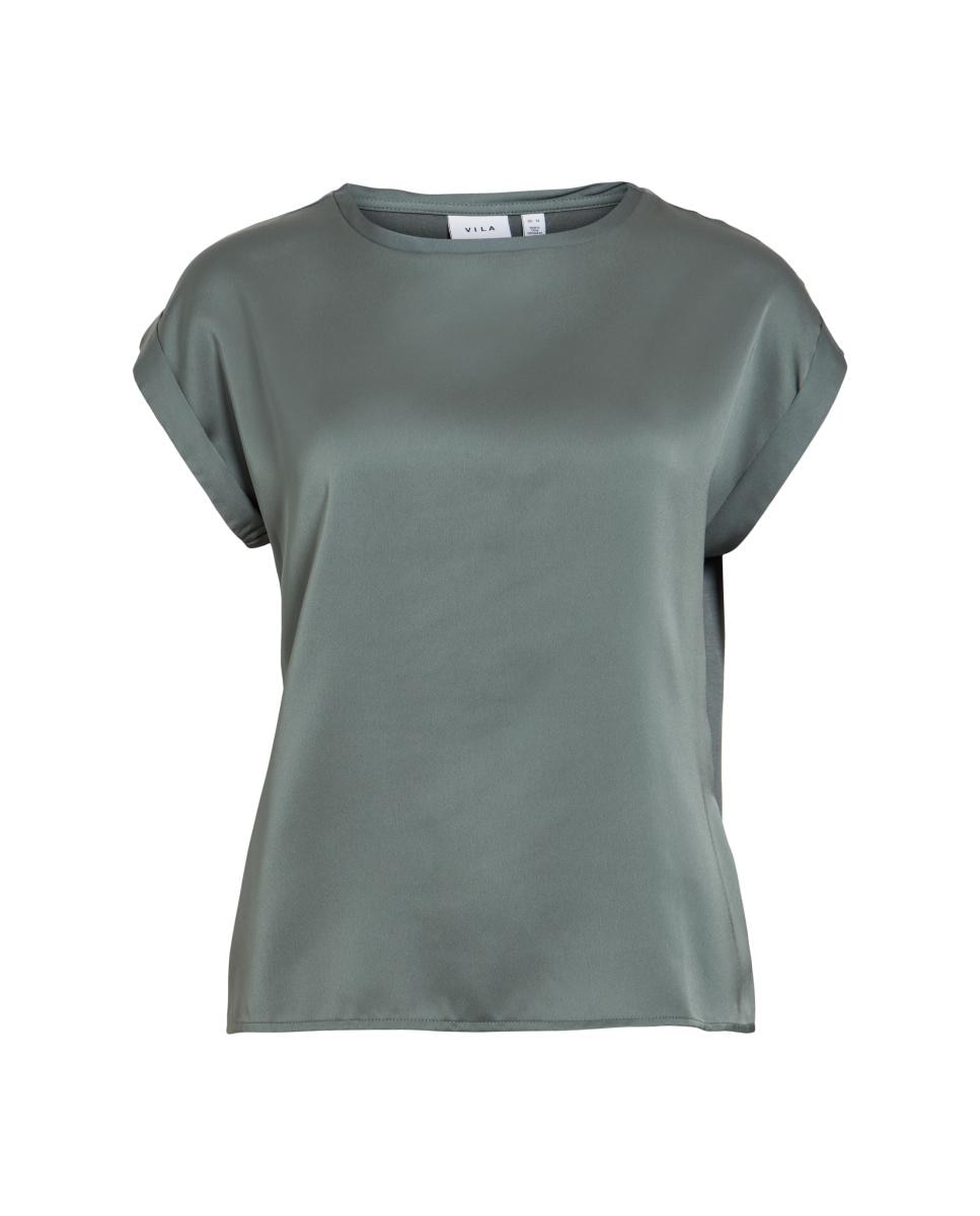 Camiseta de mujer manga corta efecto satinado - Vila - Verde Verde-4