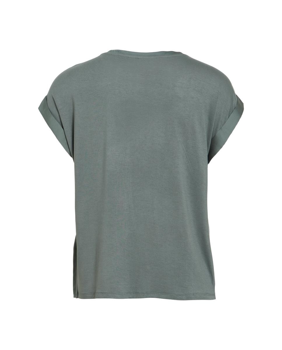 Camiseta de mujer manga corta efecto satinado - Vila - Verde Verde-5