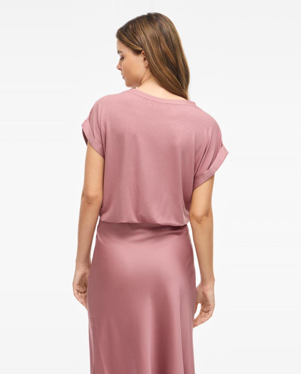 Camiseta de mujer manga corta efecto satinado - Vila - Rosa Rosa-2