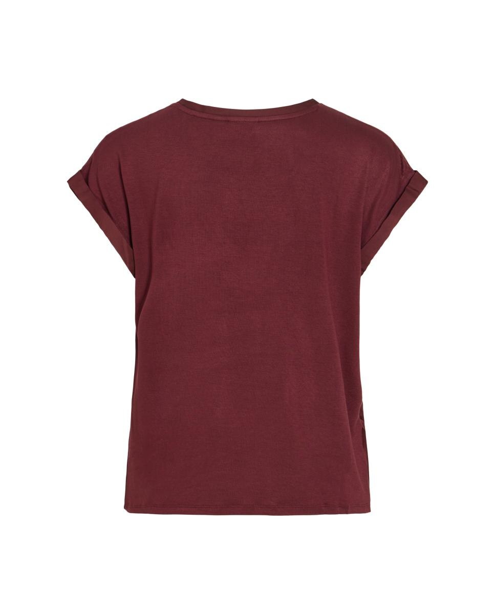 Camiseta de mujer manga corta efecto satinado - Vila - Burdeos Burdeos-5