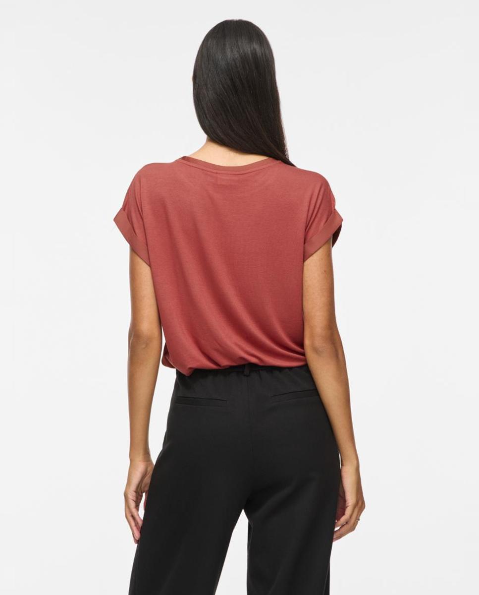 Imagen 4 de Blusa de manga corta con cuello redondo - Vila - Marrón Marrón