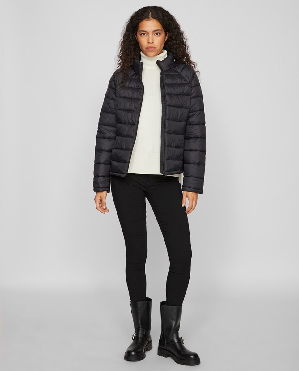 Blusão Acolchoado com Fecho de Correr Preto-1