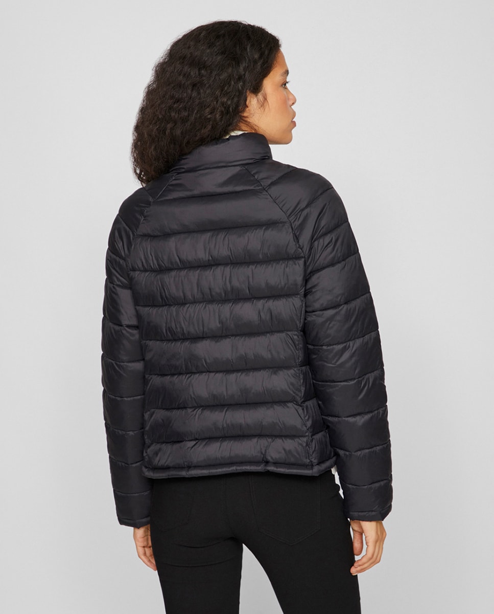 Blusão Acolchoado com Fecho de Correr Preto-3