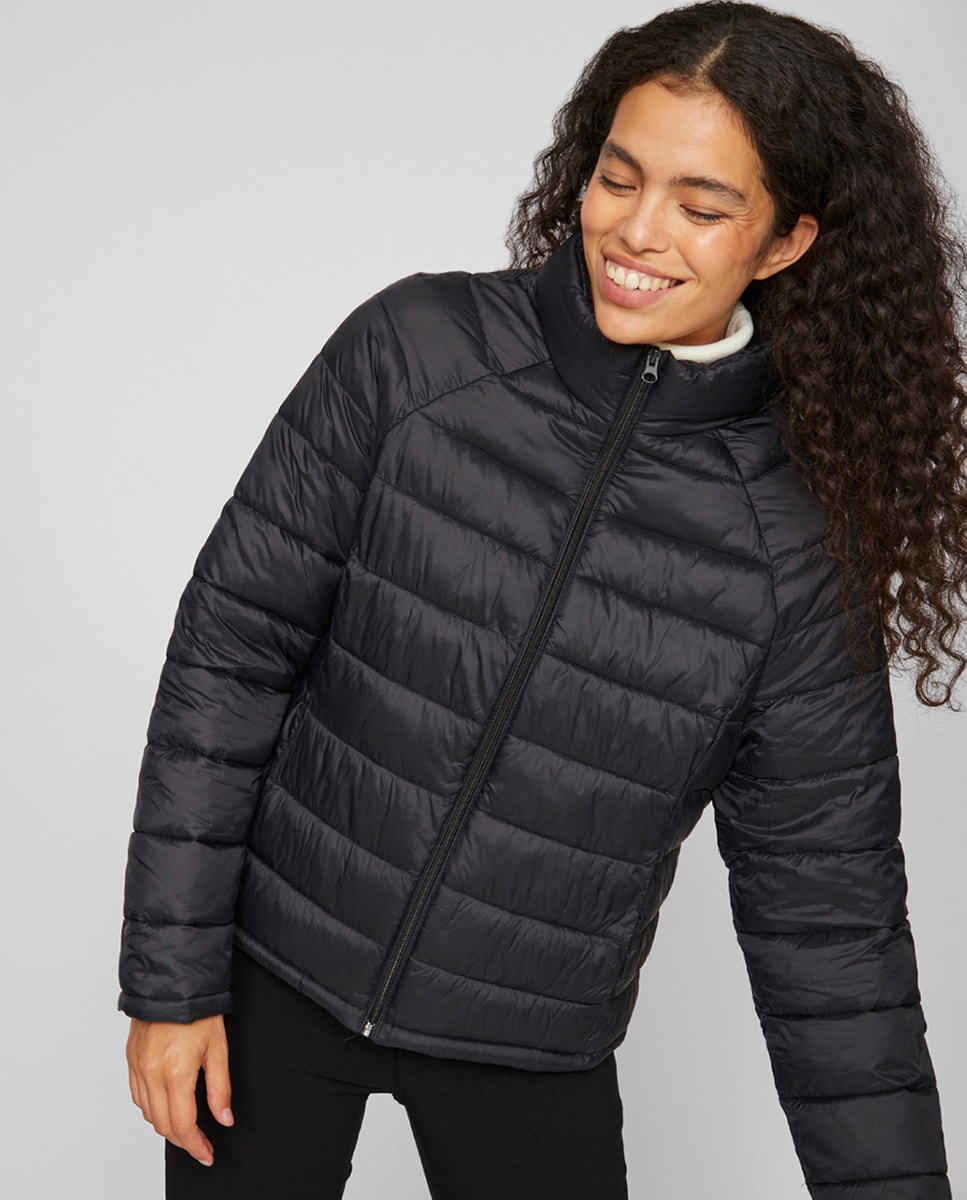 Blusão Acolchoado com Fecho de Correr Preto-4