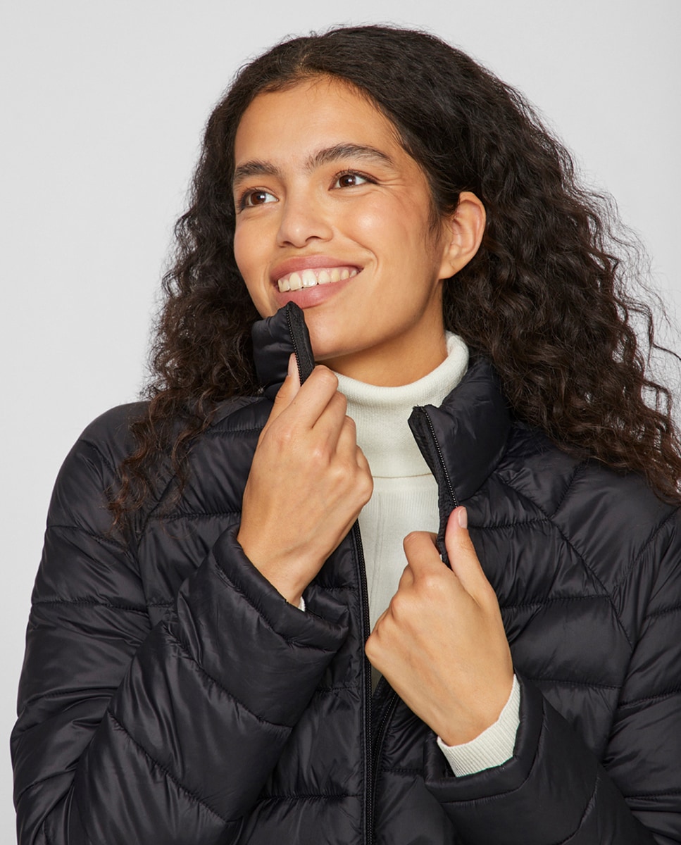 Blusão Acolchoado com Fecho de Correr Preto-5
