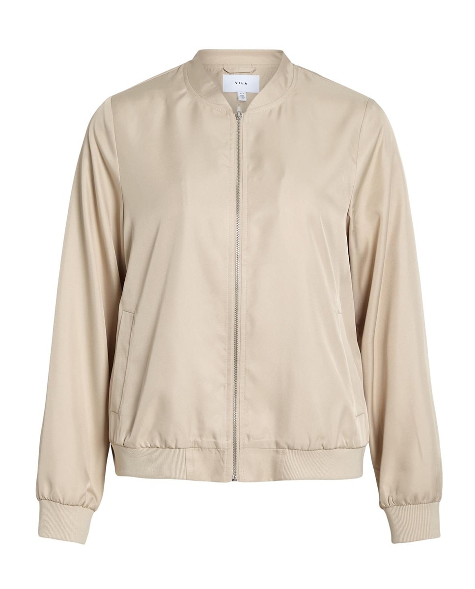 Chaqueta bomber de mujer con cremallera - Vila - Marrón Beige-7