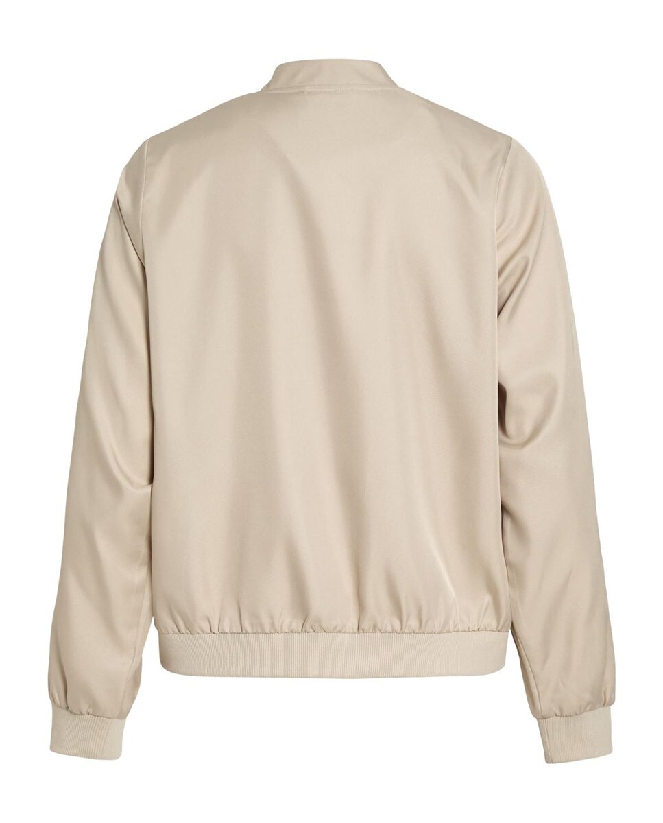 Casaco Tipo Blusão Bomber com Fecho de Correr Bege-8