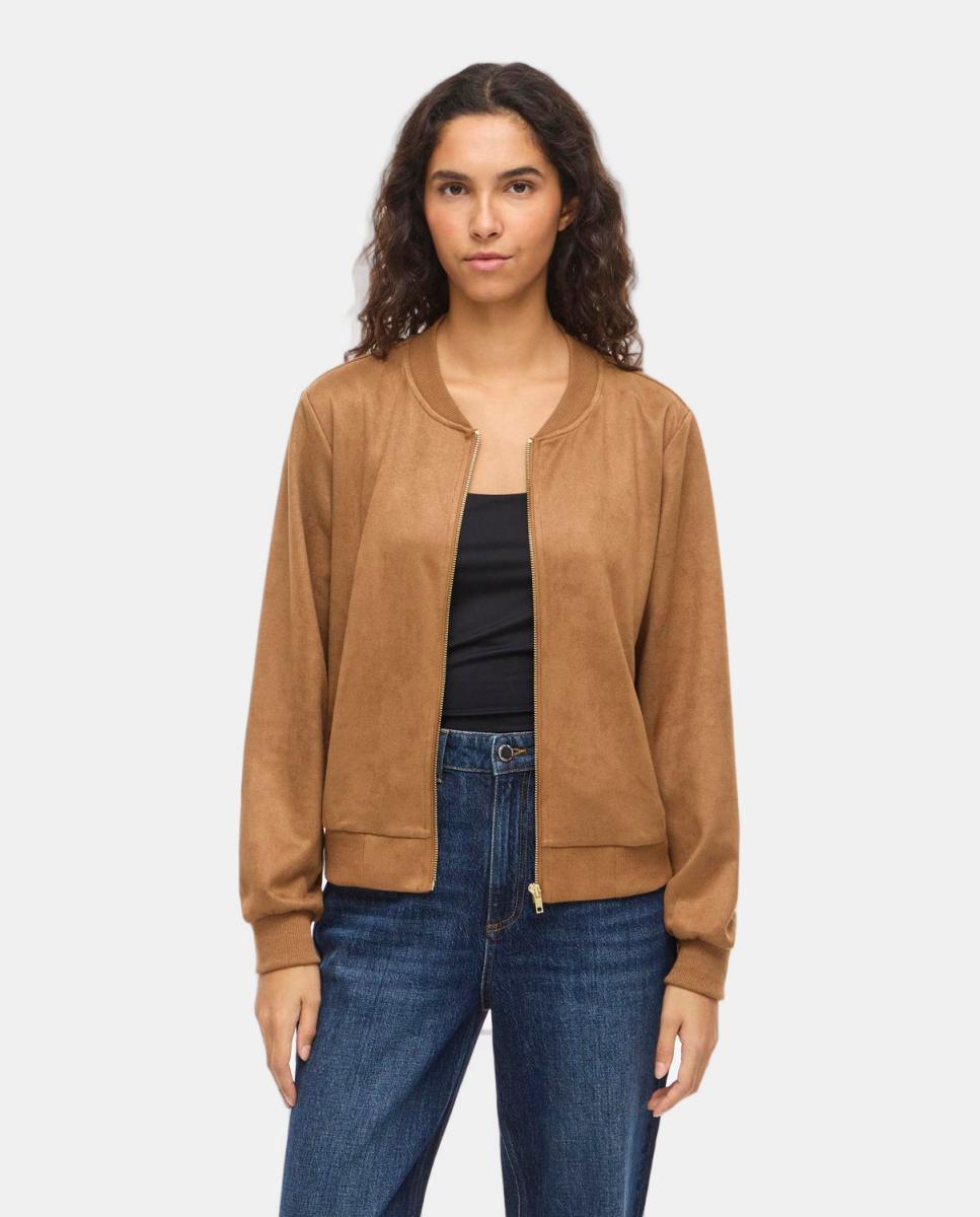 Chaqueta de ante mujer - Vila - Marrón claro Marrón oscuro-1