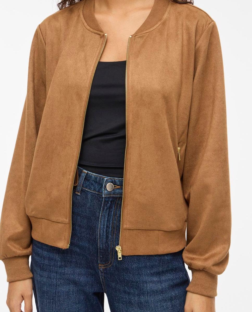 Chaqueta de ante mujer - Vila - Marrón claro Marrón oscuro-4