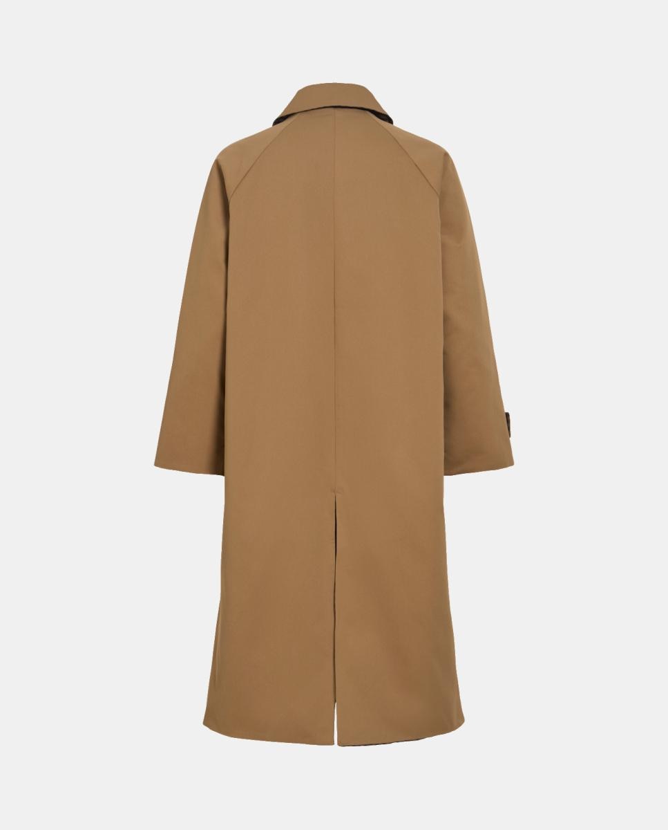 Gabardine Midi com Colarinho de Camisa e Fecho de Botões à Frente Castanho-claro-5