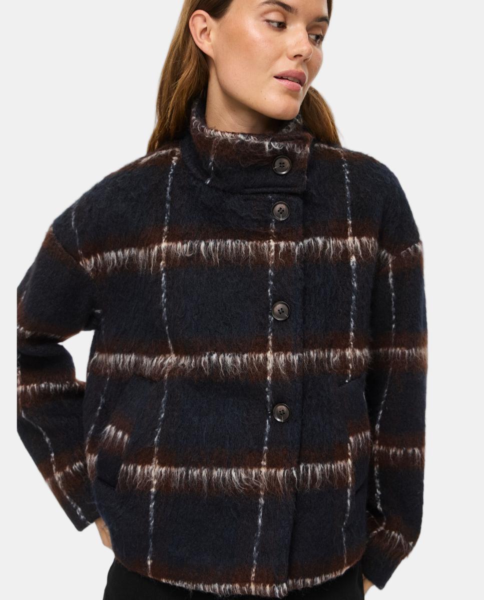 Imagen 1 de Chaqueta de mujer con cuello alto y cierre mediante botones Azul marino