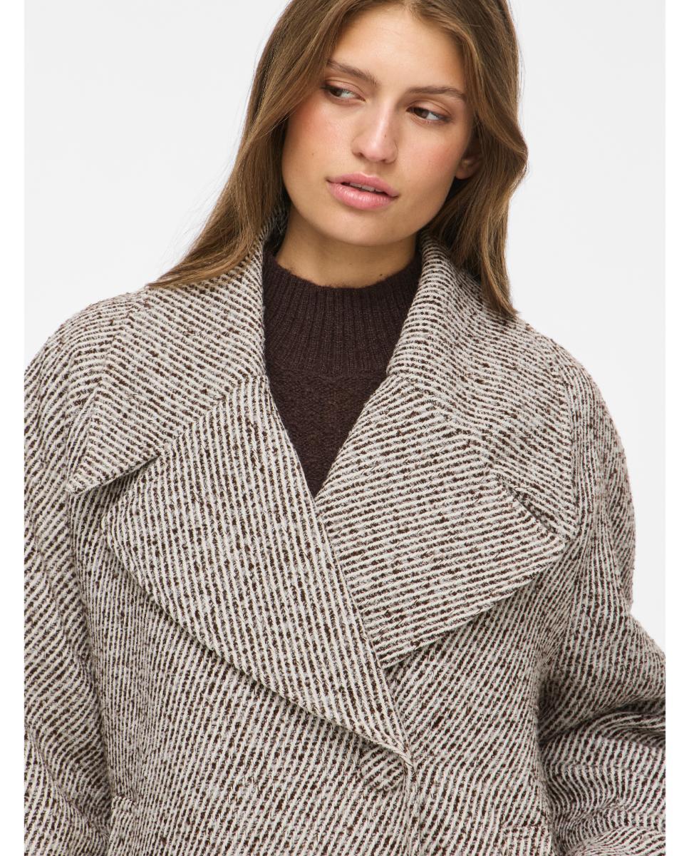 Chaqueta de mujer con cuello alto y cierre mediante botones - Vila - Beige Beige-3