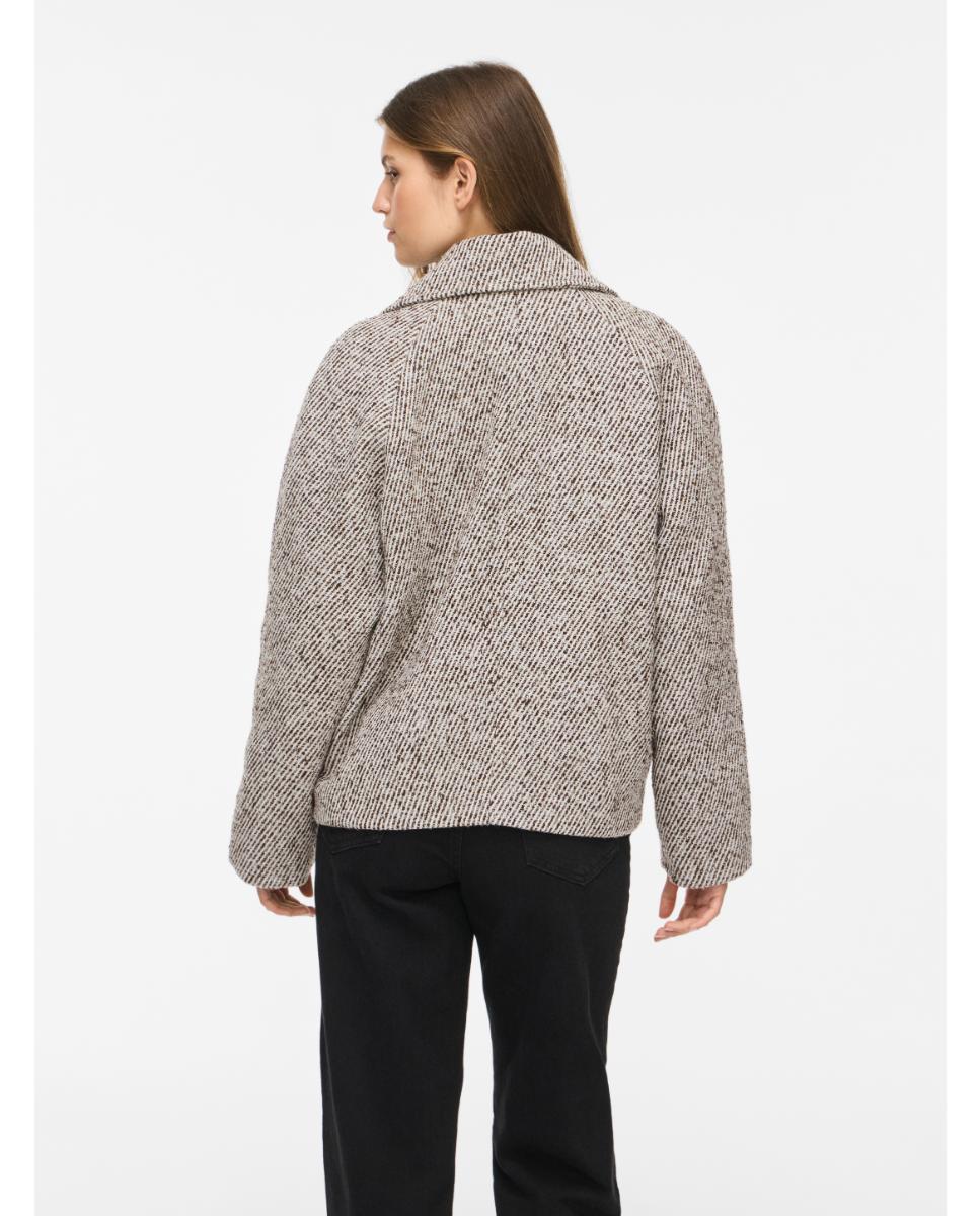 Chaqueta de mujer con cuello alto y cierre mediante botones - Vila - Beige Beige-4