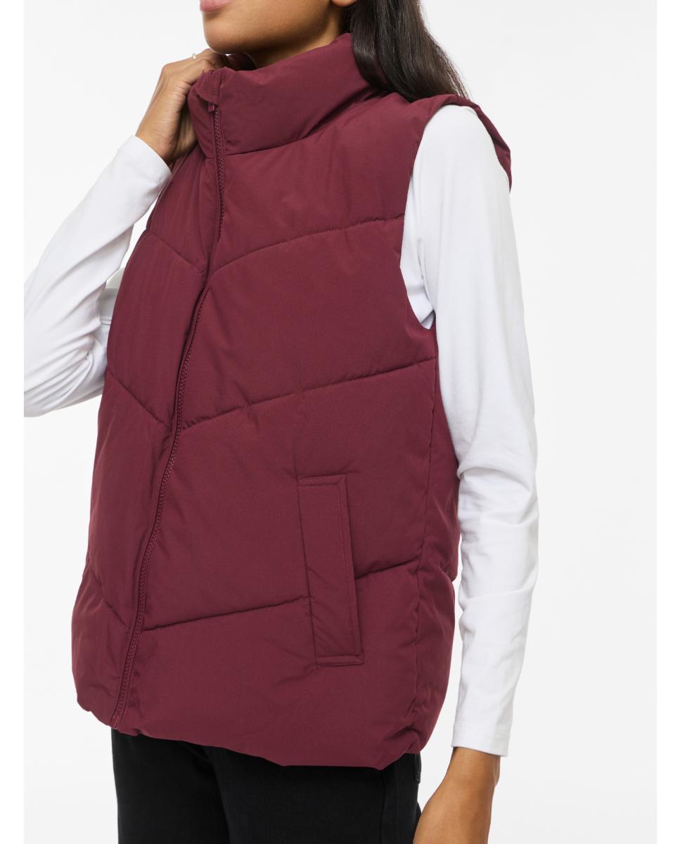 Chaleco de mujer acolchado con cuello alto - Vila - Berenjena Berenjena-3