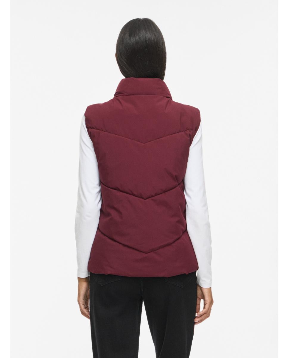 Chaleco de mujer acolchado con cuello alto - Vila - Berenjena Berenjena-4