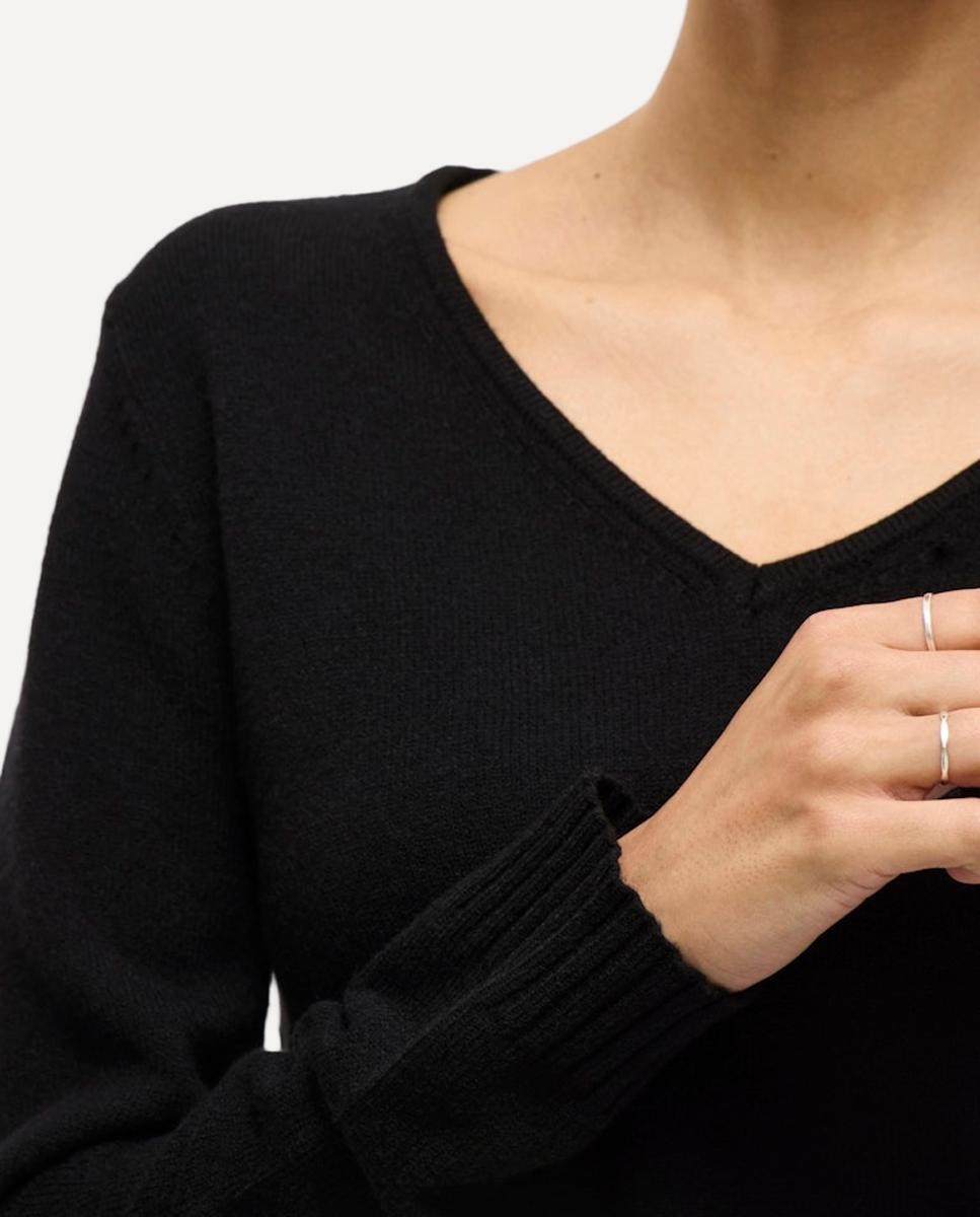 Jersey de mujer punto cuello pico - Vila - Negro Negro-4