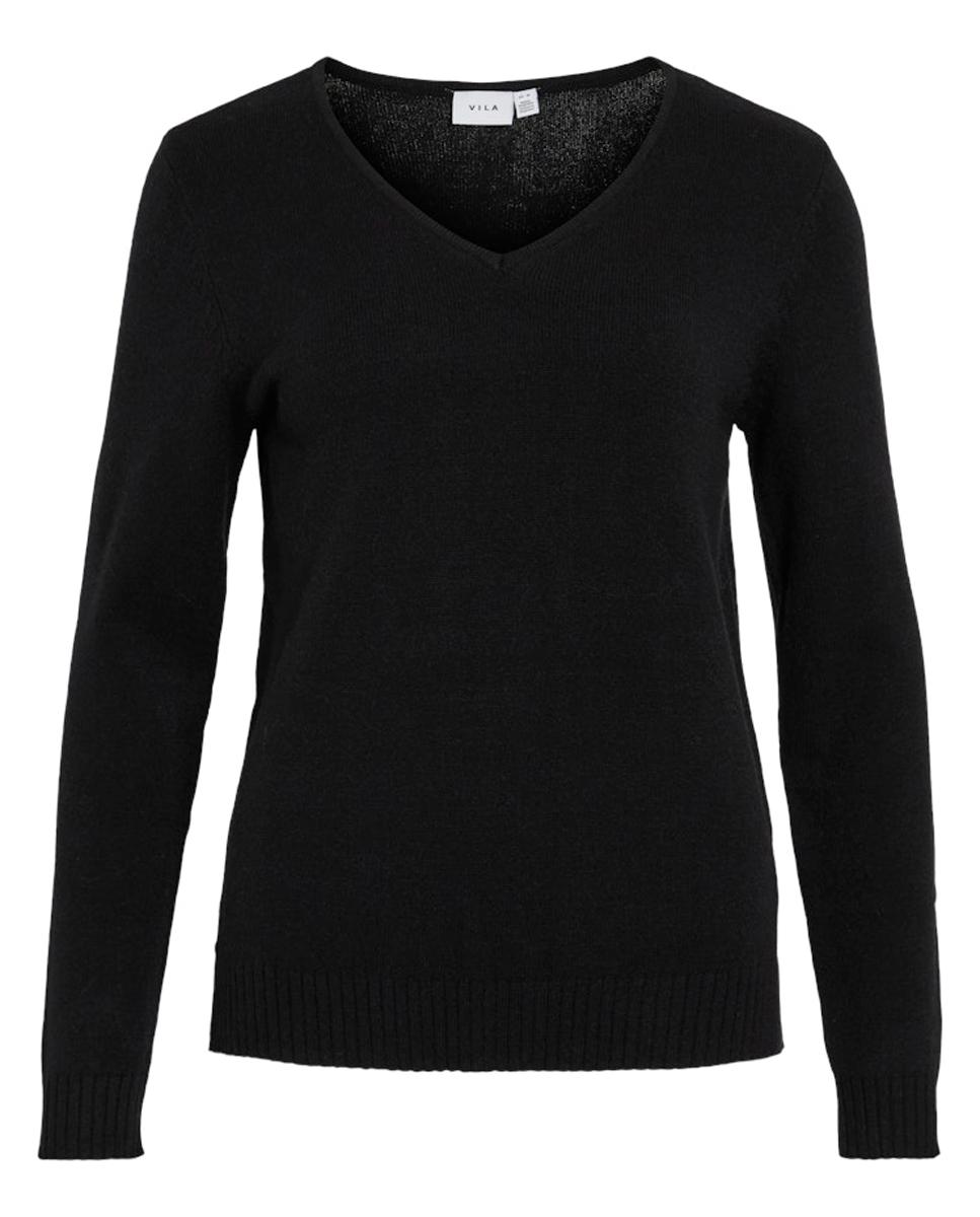 Jersey de mujer punto cuello pico - Vila - Negro Negro-6