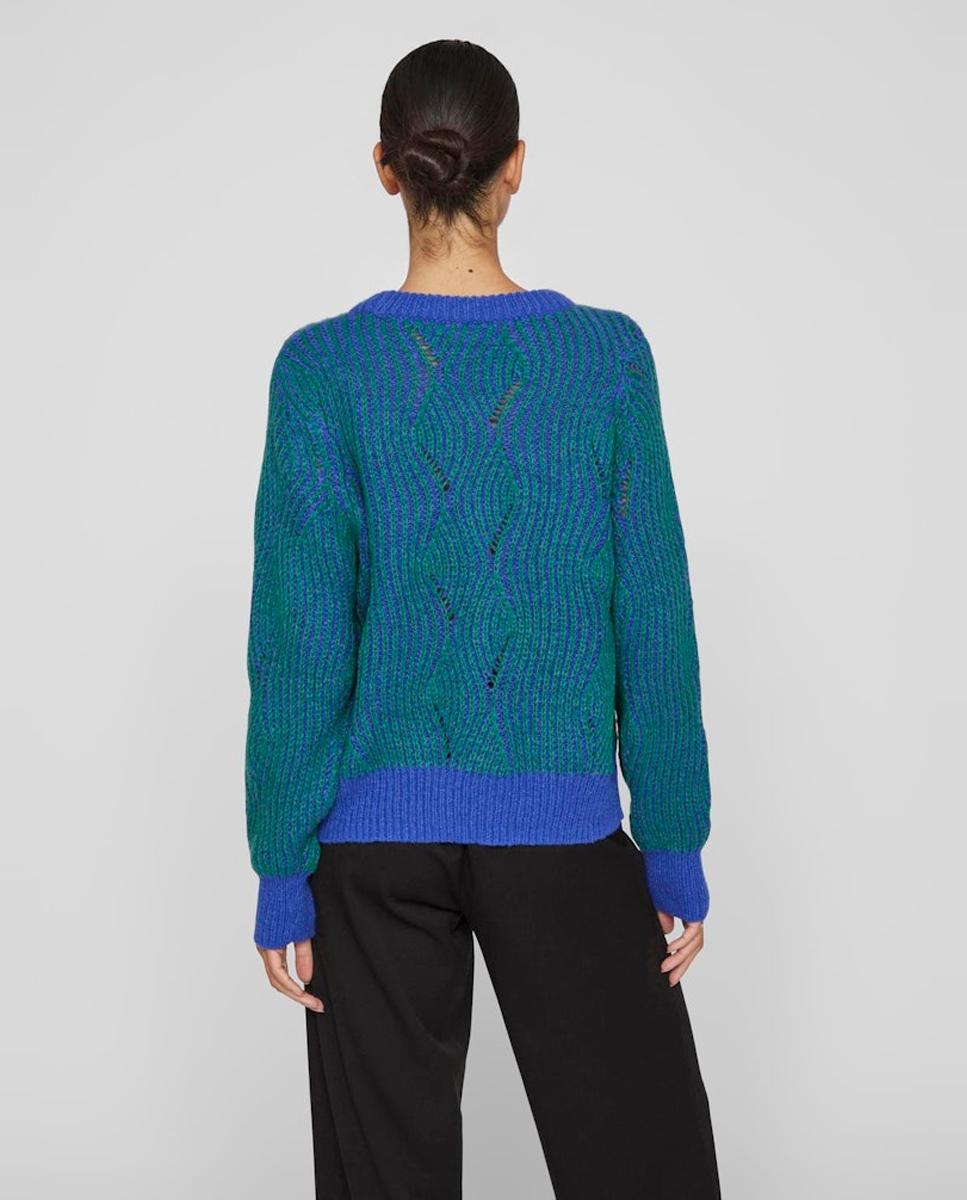 Jersey de punto jaspeado con ochos - Vila - Verde Verde-5