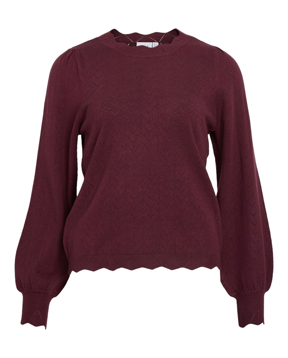Top de punto de mujer manga larga - Vila - Beige Granate-5