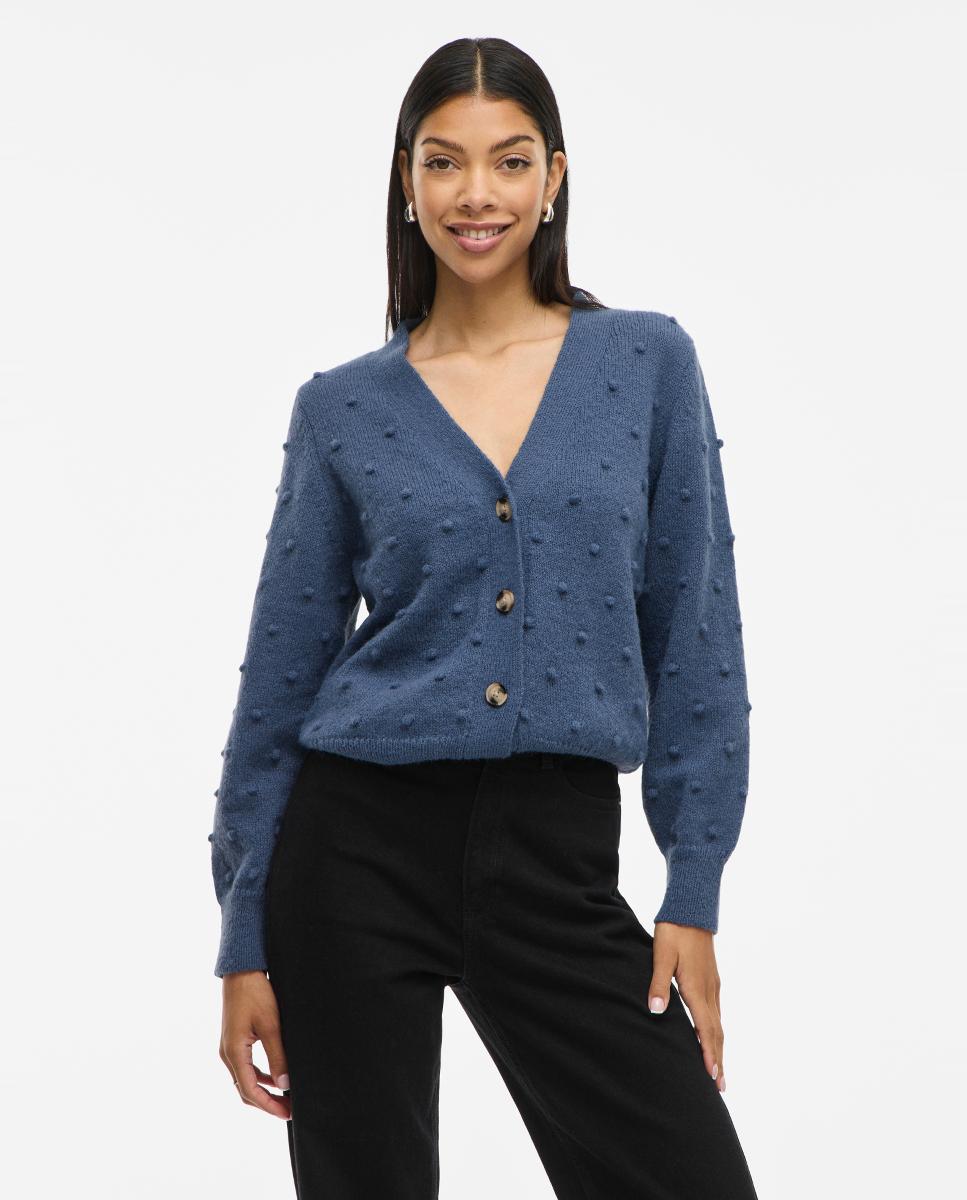 Cárdigan de mujer manga larga - Vila - Beige Azul índigo-1
